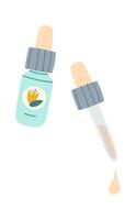 Essential oil in bottle flat icon Aromatherapy spa procedure Illustration vector