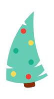 Evergreen tree with lights and toys flat icon vector