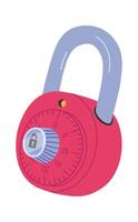 Stainless steel combination lock flat icon House protection vector