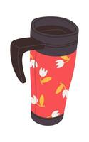 Thermos bottle for hot drinks flat icon vector