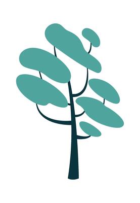 Snow covered tree with branches flat icon Typical winter weather Flat Illustration Icon