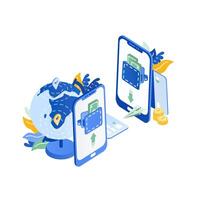Digital wallet and global transactions illustration vector