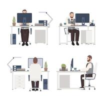 Office workers at their desks vector