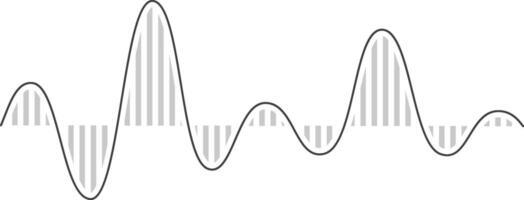 Sine wave filling with stripes illustrates data transmission, highlighting internet speed, network connections, and audio wave visualization in a modern, abstract design vector
