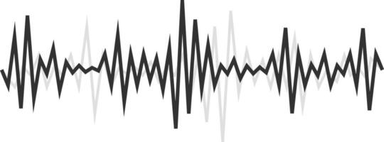 Fluctuating black and gray digital sound waves create an abstract audio waveform, representing music, voice, and various sounds in a modern and dynamic design vector
