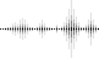 Abstract sound wave visualized through oscillating bars and dots, illustrating the dynamics of digital audio signal processing, music production, and voice communication vector