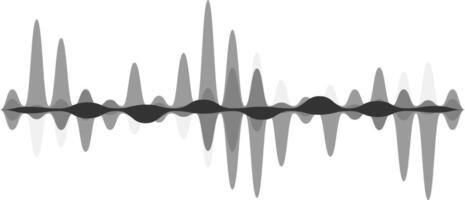 Sound wave oscillating with distinct peaks and valleys creates a dynamic visual representation of audio frequencies, all presented in a striking grayscale color palette vector