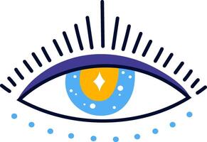 Colorful evil eye symbol offering protection and warding off negative energies, while attracting good luck with its vibrant design and enchanting mystical aura vector