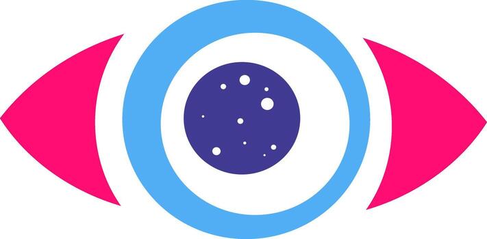 Colorful, stylized eye featuring a captivating universe within the iris, symbolizing vision, innovation, and the limitless possibilities of the future vector