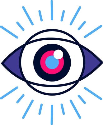 Colorful eye radiating vibrant light beams symbolizes vision, perception, and spiritual insight, offering a captivating visual representation of awareness and enlightenment