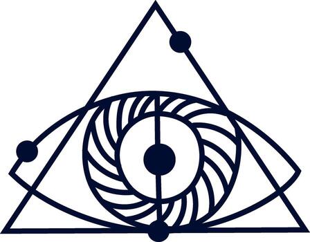 Eye of Providence is watching inside a triangle formed by sacred geometry lines, creating a mystical and spiritual symbol with esoteric meaning, conveying vigilance and awareness vector