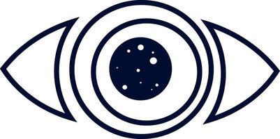 Simple eye drawing with space and stars in its pupil representing concepts of vision, future, universe, discovery and exploration, with concentric circles increasing the hypnotic effect vector