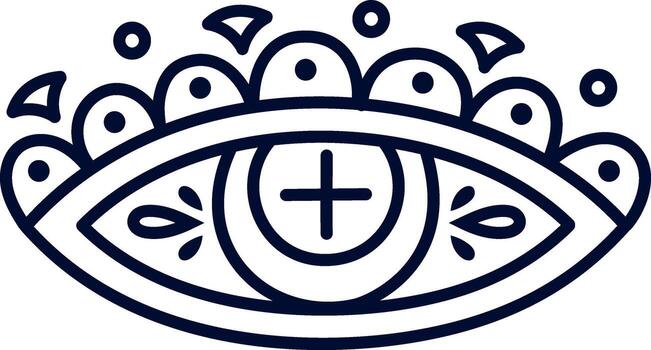 Stylized eye of providence with decorative frame, radiating spirituality and awareness, symbolizing vision, knowledge, and higher consciousness, creating a mystical and symbolic representation vector