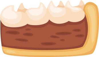 Slicing into a rich chocolate pie, revealing a decadent brown filling and a perfectly baked golden crust, topped with a generous swirl of whipped cream for an irresistible dessert experience vector