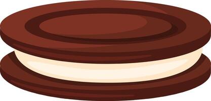 Chocolate sandwich cookie with cream filling isolated on white background representing a sweet treat, perfect for satisfying cravings and enjoying a moment of indulgence vector