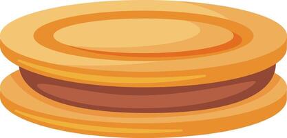 Two round biscuits filled with rich chocolate create a delightful snack, ideal for enjoying at breakfast or grabbing a quick bite anytime throughout the day vector
