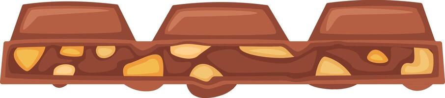 Indulging in a chocolate bar filled with rich caramel and crunchy nuts, bringing sweetness and joy to every moment. Perfect for satisfying cravings and enhancing treats vector