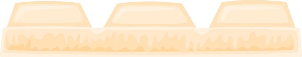 Three pieces of white chocolate candy with visible creamy filling, resting on a base and arranged in a seamless repeating pattern, offering a delightful and indulgent treat vector