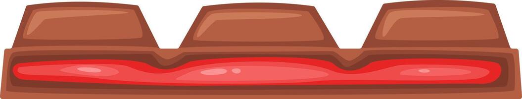 Chocolate bar with strawberry filling isolated on a white background, showing its delicious interior, perfect for representing sweetness and indulgence vector