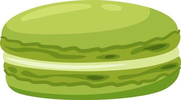 Green pistachio macaron featuring a luscious cream filling, isolated against a pristine white background, highlighting the elegance of French pastry and gourmet dessert culture vector