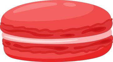 Red macaron featuring a luscious cream filling, isolated against a crisp white background, offering an enticing and delightful treat for dessert enthusiasts and lovers of sweets vector