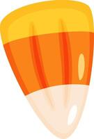 Candy corn with yellow, orange, and white stripes representing a traditional Halloween treat, symbolizing autumn festivities and trick or treating vector
