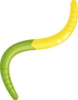 Green and yellow earthworm crawling across a white background, embodying themes of nature, bait for fishing, gardening, and promoting soil health in ecosystems vector