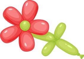 Colorful balloon flower featuring vibrant red petals and a lively green stem, bringing a delightful sense of whimsy and joy to birthday parties and other festive celebrations vector