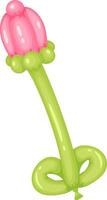 Inflated modelling balloon featuring a vibrant pink rose with a lush green stem and leaves, isolated against a clean white background, perfect for festive celebrations and joyful occasions vector