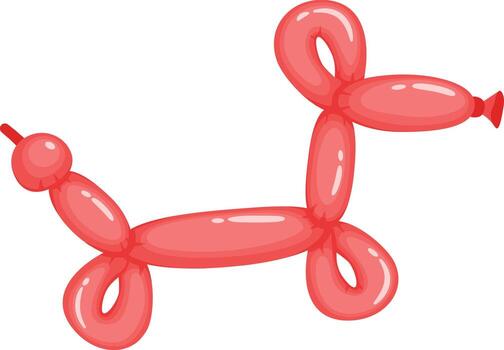 Red balloon twisted and shaped into a dog provides entertainment and joy, perfect for parties and celebrations, adding a touch of whimsy to any event vector