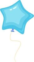 Light blue star shaped balloon floating with string on white background, simple illustration for party, birthday, celebration or greeting card designs vector