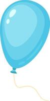 Shiny light blue party balloon floating with its string on white background, simple celebration or birthday concept, illustration isolated on white background vector