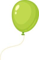 Light green balloon floating with curled string on white background, simple illustration for party, celebration, birthday or anniversary vector