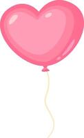 Pink heart shaped balloon floating with string representing love, romance, Valentine's Day, weddings, anniversaries, and celebrations, isolated on white background vector