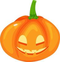 Halloween pumpkin with glowing eyes and toothy smile celebrating halloween with a spooky and festive atmosphere, perfect for halloween projects vector