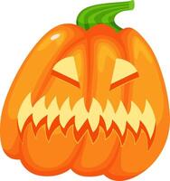 Carved pumpkin with a scary face, glowing eyes and sharp teeth, perfect for halloween decorations and celebrations, creating a spooky and festive atmosphere vector