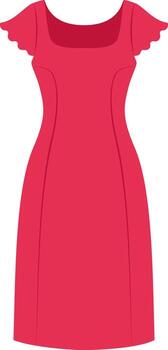 Classic red dress with short sleeves and a square neckline, showcasing a timeless design suitable for various occasions, adding a touch of sophistication and style vector