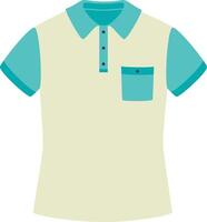 Polo shirt featuring short sleeves and a vibrant turquoise collar, sleeves, and pocket, isolated against a clean white background, ideal for casual or sporty ensembles vector