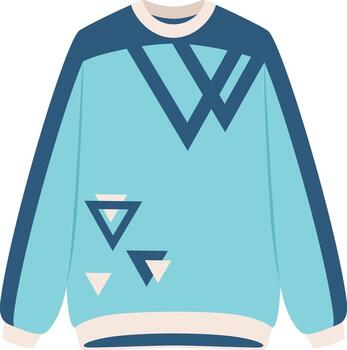 Modern and stylish light blue sweater featuring a unique geometric pattern of triangles and stripes, perfect for adding a touch of contemporary design to any wardrobe vector