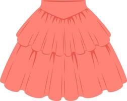 Coral layered mini skirt with ruffles, isolated on white background, perfect for summer fashion and adding a touch of feminine style to any wardrobe vector