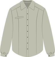 Long sleeved shirt with black buttons and chest pocket, perfect for various occasions, offering a timeless and versatile style for everyday wear or professional settings vector