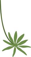 Minimalist graphic featuring a single green tropical leaf gracefully hanging from a slender stem, embodying tranquility and celebrating the beauty of nature's design vector