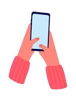 Hands hold smartphone flat icon Food blog vector