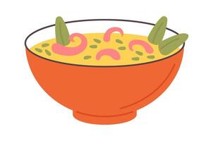 Tasty traditional asian soup flat icon Illustration vector