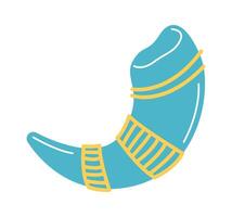 Blowing in Shofar flat icon Symbol of jewish holiday Hanukkah vector