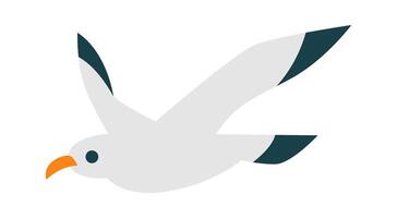 Seagull bird fly flat icon Freedom Open wings Flat Illustration Icon vector