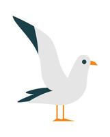 Seagull bird fly flat icon Freedom Open wings Flat Illustration Hand Drawn Icon vector