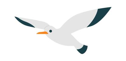 Seagull bird fly flat icon Freedom Open wings Drawn Icon vector