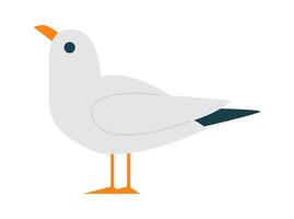 Cute cartoon seagull bird flat icon Black and white feathers Icon vector
