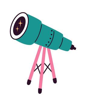 Telescope flat icon Optical instruments Modern technology Icon vector
